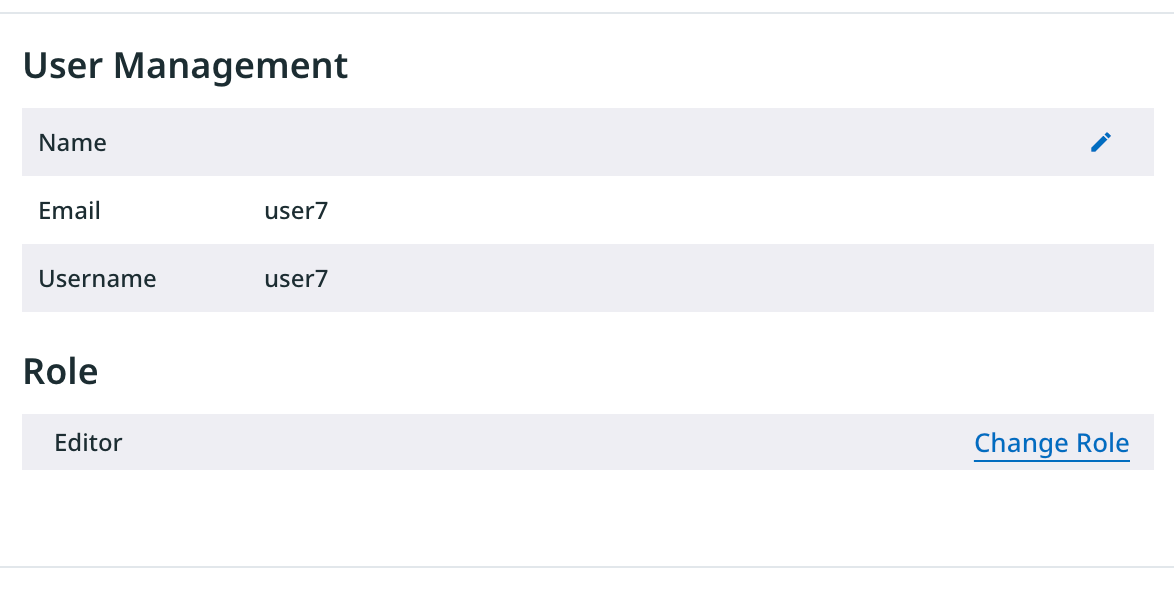 User Management: detail of the user