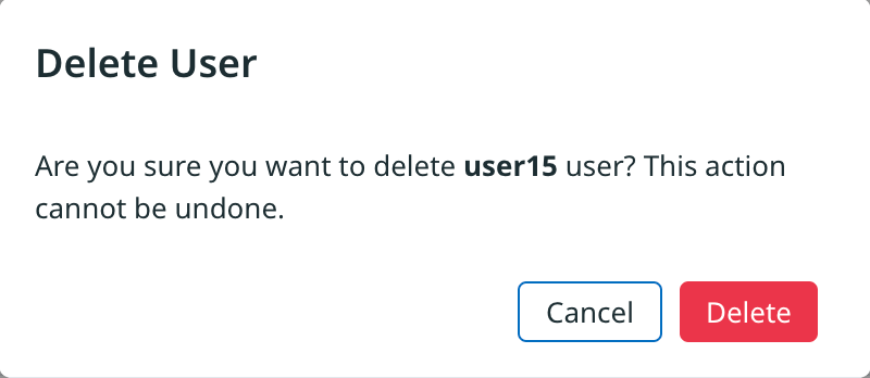 Confirm or cancel deleting the user