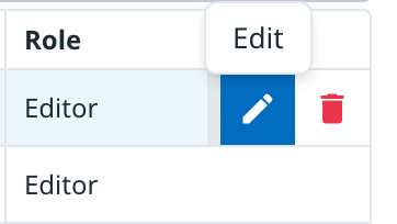 Begin editing the role assigned to the user