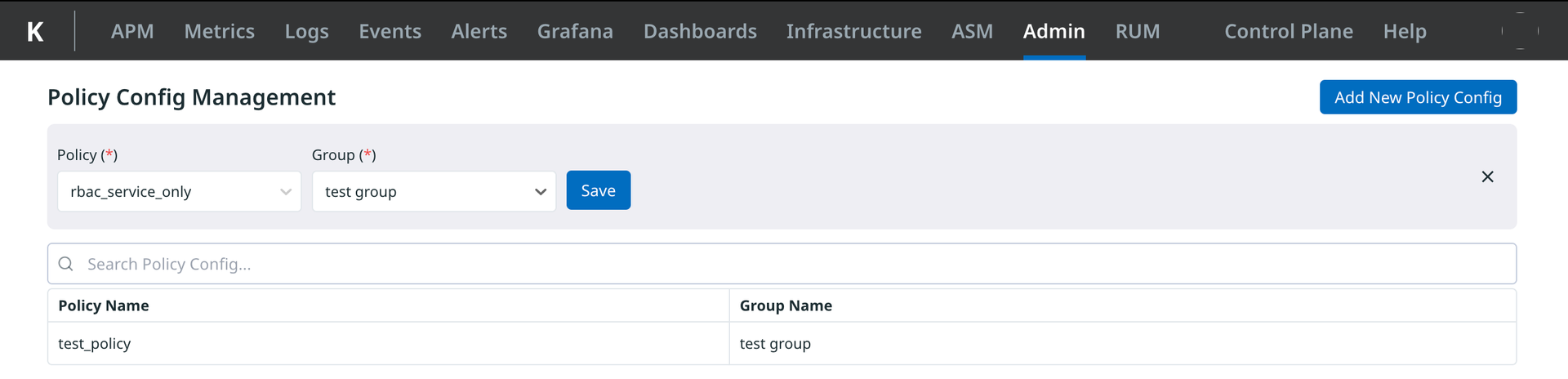 Adding a new policy configuration