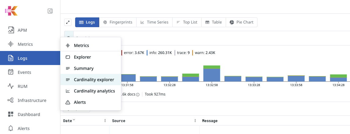 Navigate to Metrics Cardinality Explorer