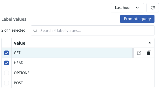 Clear label value selections