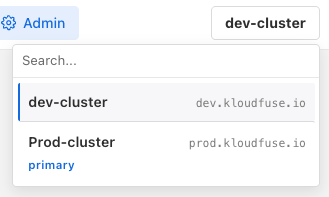 the cluster picker listing the federated clusters
