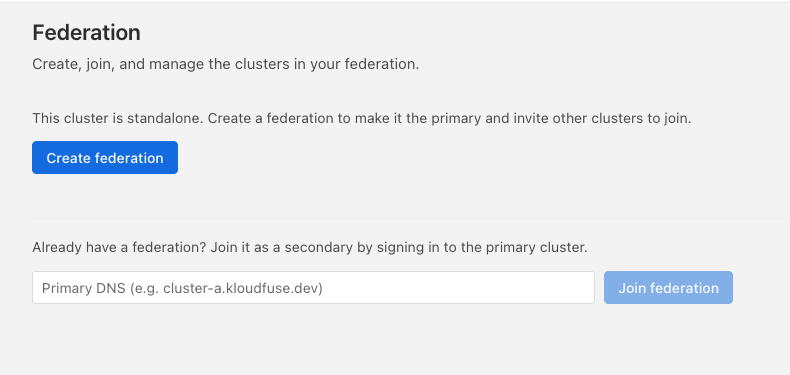 the federation page on a standalone cluster
