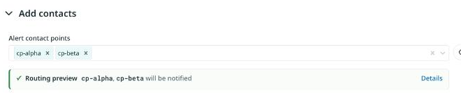 Routing preview strip showing that two contact points will be notified