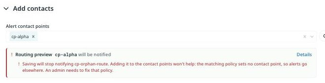 Routing preview strip in a warning state
