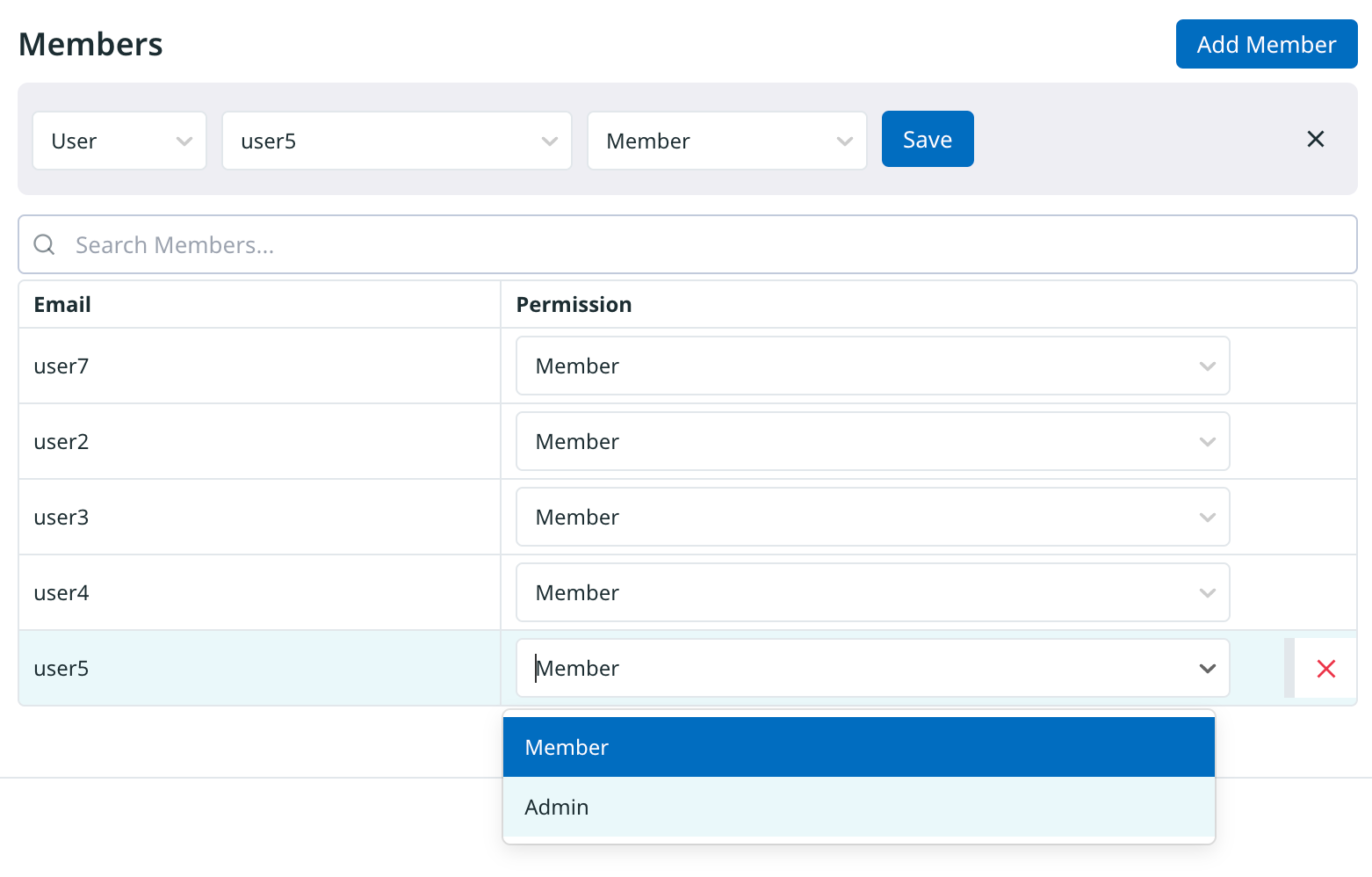 Changing a group member’s permission