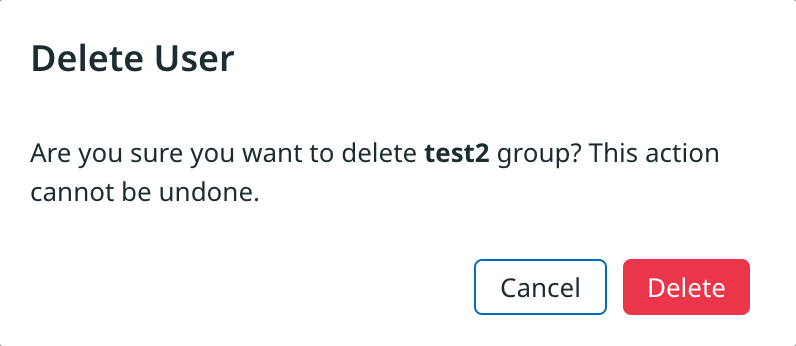 Confirm or cancel deleting the group