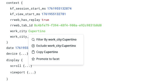 Promote to facet from context menu